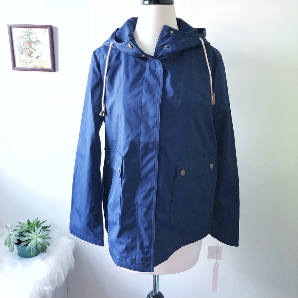 🆕 NWT Caslon Shirt Hooded Peacoat Coat Navy Blue